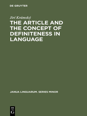 cover image of The Article and the Concept of Definiteness in Language